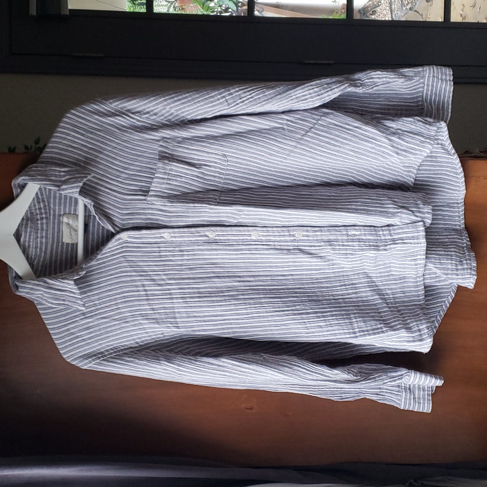 Women's Button Down Long Sleeved Cotton Striped Top